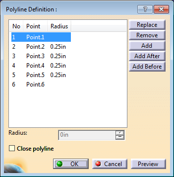 Catia polyline